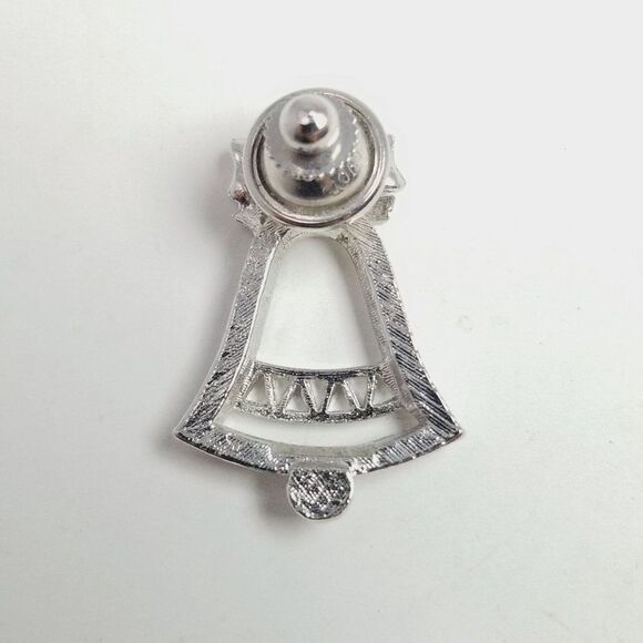 Vintage Avon Silver Tone Bell Lapel Pin, Christmas Holiday Brooch, Estate - Picture 3 of 7
